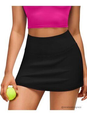 Women's High Waisted Tennis Skort with 2 Pockets A-Line Athletic Skirt